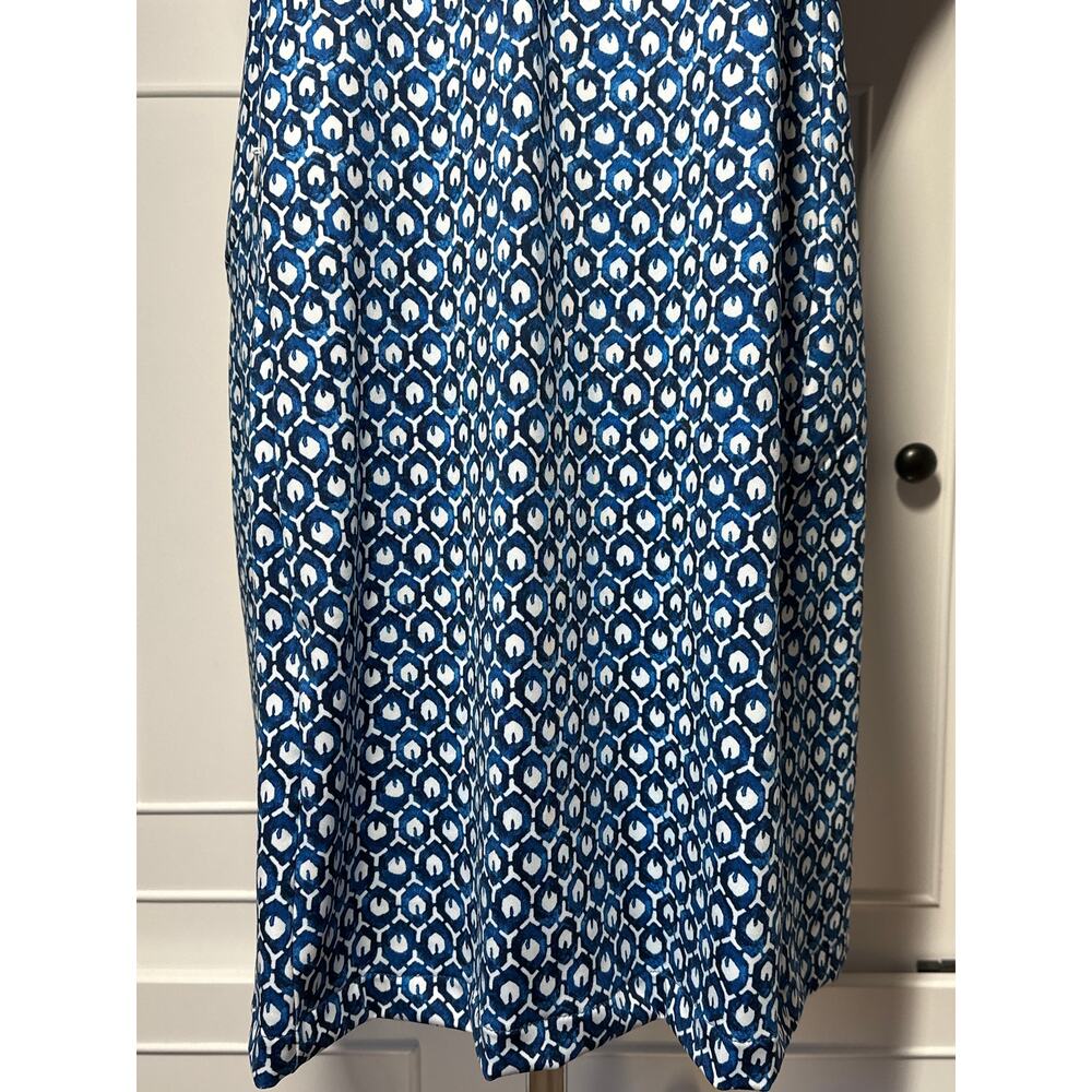 L.L. Bean Short Sleeve Fitness Dress Size XL Nautical Geometric Print Blue White - Picture 5 of 16